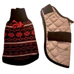 Humane Society Quilted Dog Vest & Sweater Size XS Red Gray Black Sanitized EUC